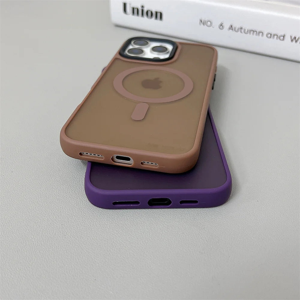 Luxury Magnetic Magsafe Wireless Charge Phone Case For iPhone 16 15 Shockproof Matte Case