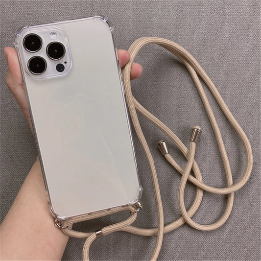 Crossbody Necklace Cord Lanyards Transparent Case For iPhone 16 15 14