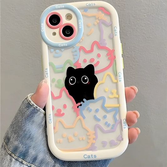 Cut Cat Aninal Phone Case For iPhone 17 16 15 Silicone Soft Cover