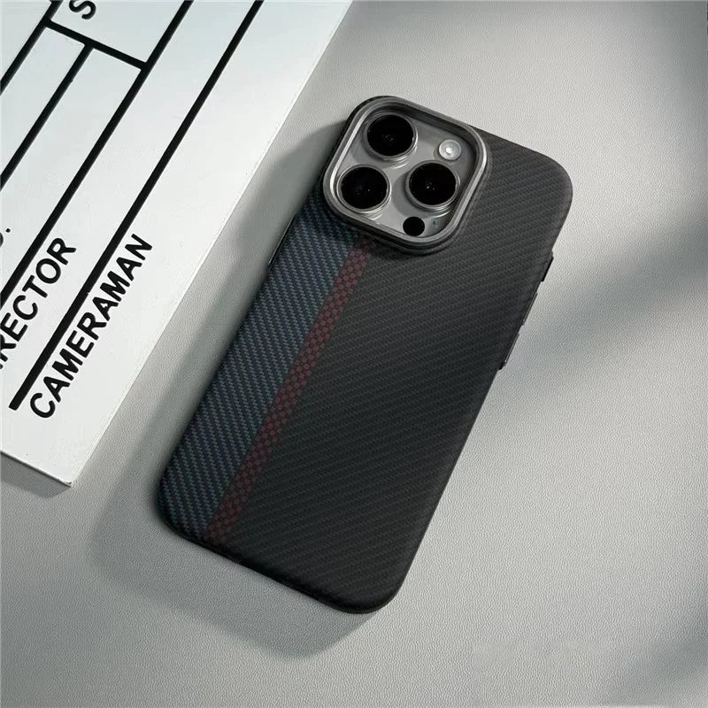 Geometric Carbon Fiber texture 3D Relief Magsafe case for iphone 17 16 Wireless Charging Hard Case