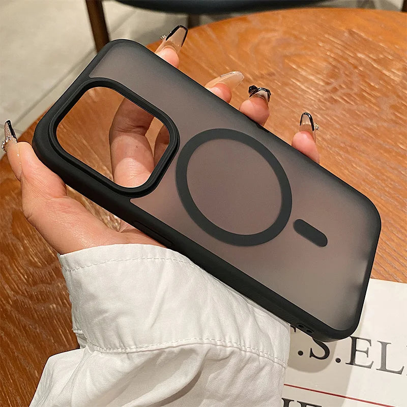 Clear Shockproof For Magsafe Wireless Charge Magnetic Case for iPhone 16 15 14 Matte Bumper Cover