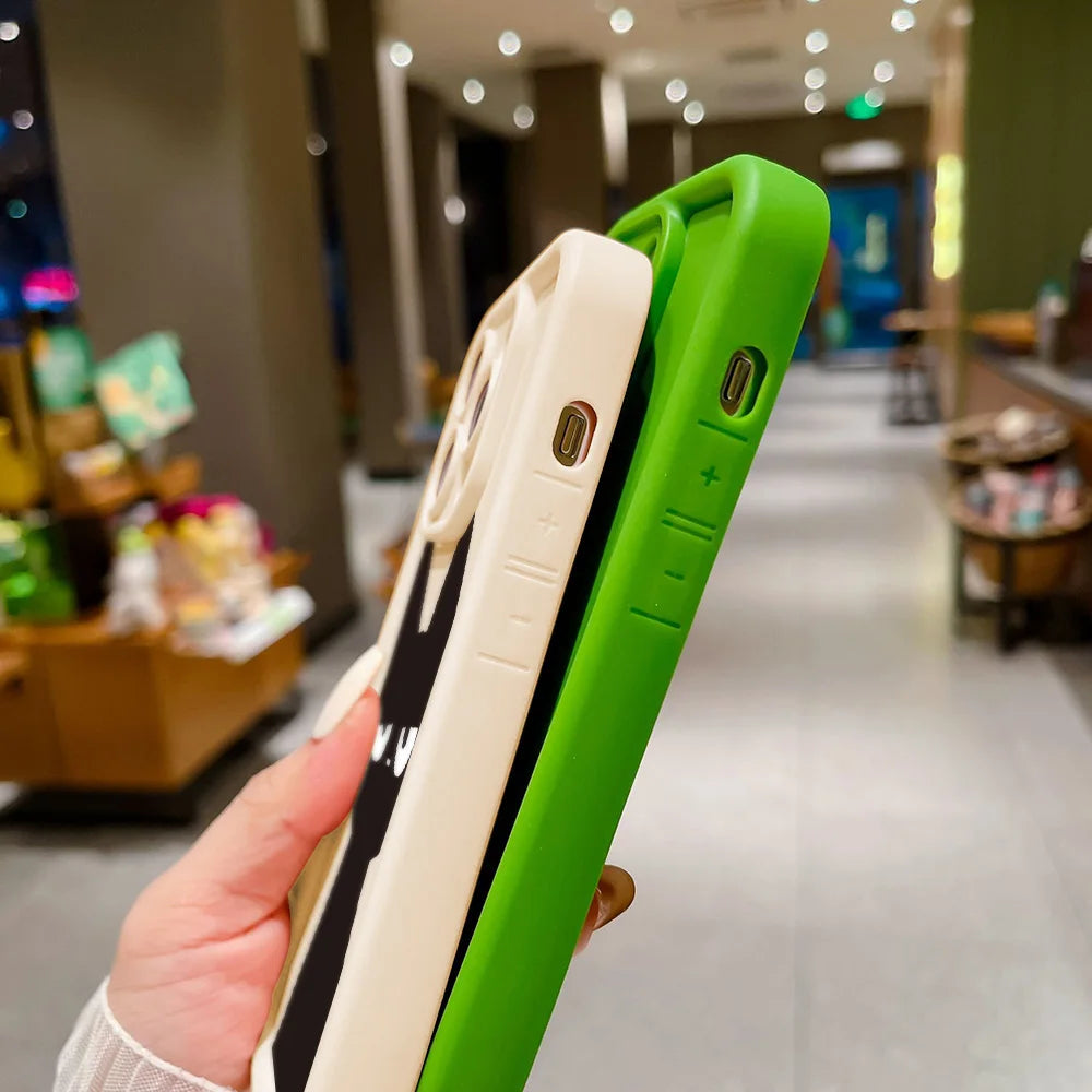 Cute Black Cat Phone Case For iPhone 16 15 14 Candy Color Shockproof Soft Cover