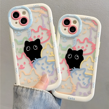 Cut Cat Aninal Phone Case For iPhone 17 16 15 Silicone Soft Cover
