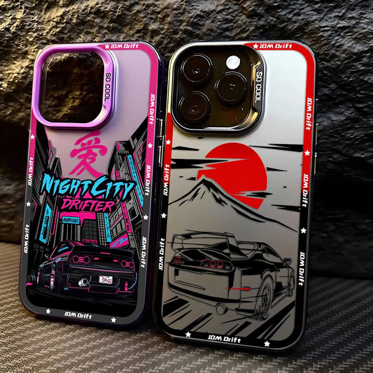 Tokyo Sports Racing JDM Drift Car Phone Case For iPhone 16 15 14 Anti Fall Matte Cover