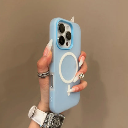 Luxury Candy Color 2 IN 1 Magsafe Case for iPhone 16 15 14 Magnetic Wireless Charge Matte Soft Cover