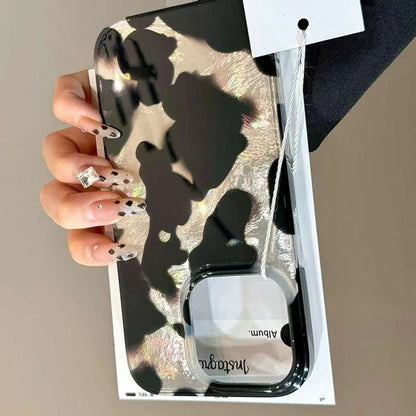 Gradient Ink Marks Laser Phone Case For Phone 16 15 14 Stylish Leopard Print Back Bumper Cover