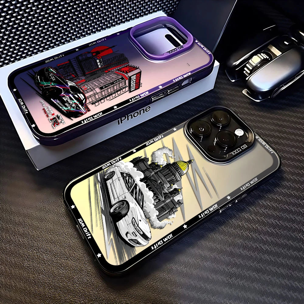Tokyo Sports Racing JDM Drift Car Phone Case For iPhone 16 15 14 Anti Fall Matte Cover