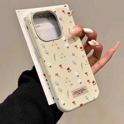 Retro Floral Leather Pattern Phone Case For iPhone 16 15 14