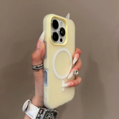 Luxury Candy Color 2 IN 1 Magsafe Case for iPhone 16 15 14 Magnetic Wireless Charge Matte Soft Cover