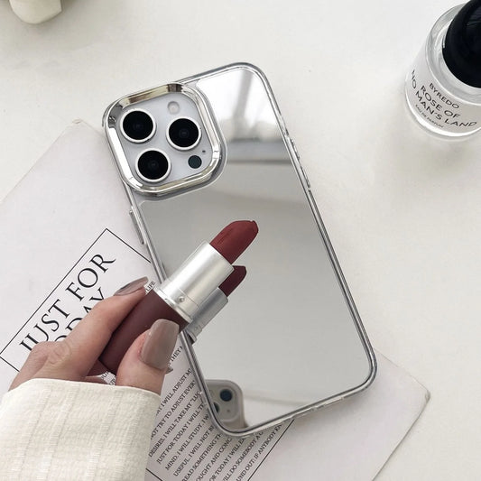 Luxury Plating Make Up Mirror Phone Case For iPhone 16 15 14 Hard Acrylic Shockproof Bumber Cover
