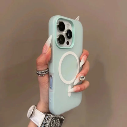 Luxury Candy Color 2 IN 1 Magsafe Case for iPhone 16 15 14 Magnetic Wireless Charge Matte Soft Cover