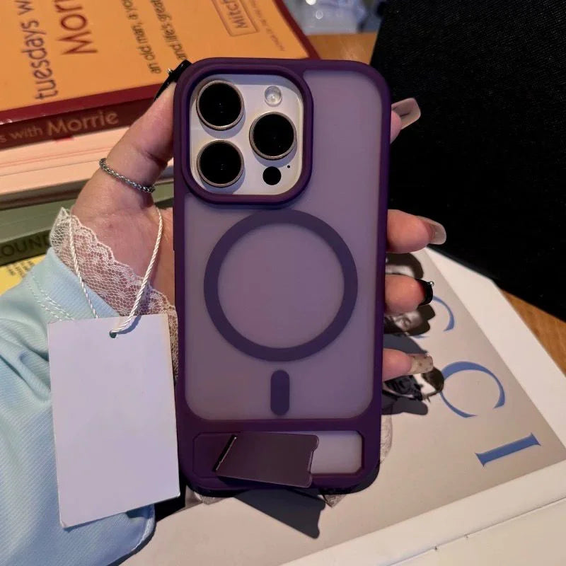Magsafe Translucent Matte Magnetic Folding Stand Case For iPhone 16 15 14