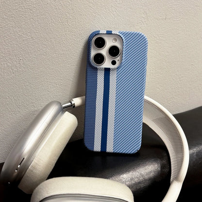 Carbon Fiber Kevlar Texture Hard Case For iPhone 17 Luxury Lines Retro Bumper Cover