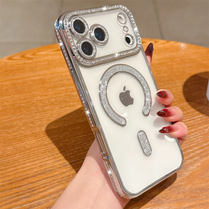 Bling Crystal Lens Film Transparent For Magsafe Magnetic Wireless Charging Case For iPhone 17