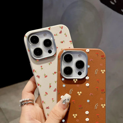 Retro Floral Leather Pattern Phone Case For iPhone 16 15 14