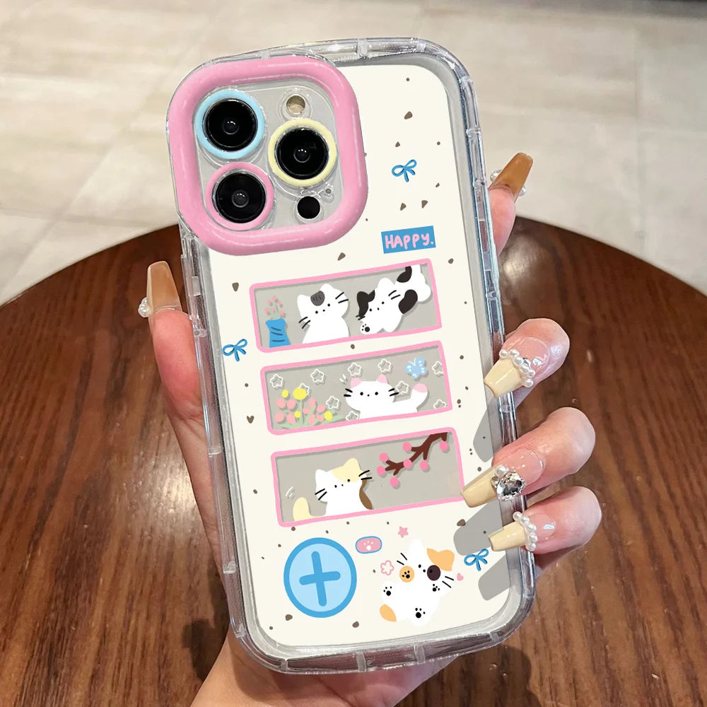 Cut Cat Aninal Phone Case For iPhone 17 16 15 Silicone Soft Cover