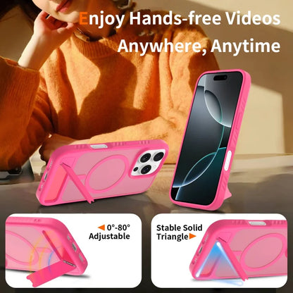 Magsafe Translucent Matte Magnetic Folding Stand Case For iPhone 16 15 14