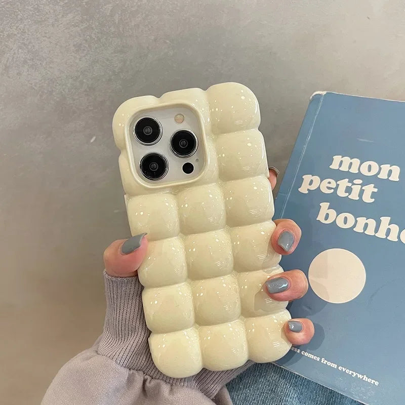 Cute Cartoon 3D Block Lattice Case for iPhone 16 15 14
