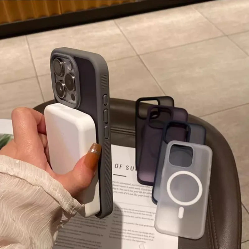 Clear Shockproof For Magsafe Wireless Charge Magnetic Case for iPhone 16 15 14 Matte Bumper Cover