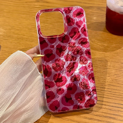 Perforated Vortex Shell IND Pink Leopard Print Phone Case For iPhone 17 16 15 Silicone Clear Cover