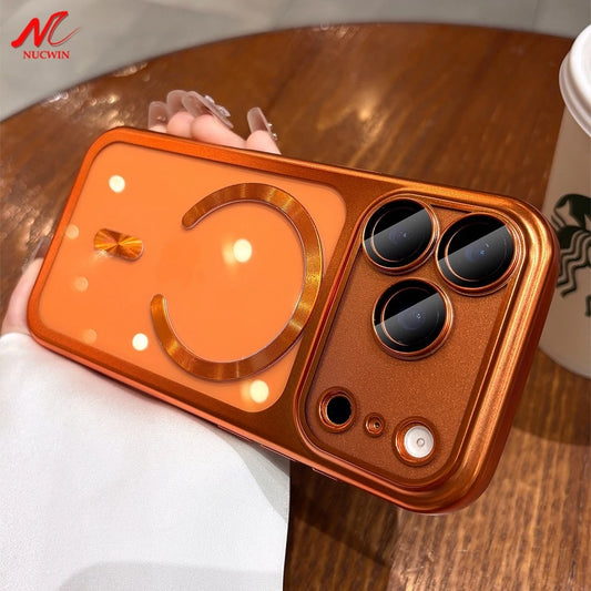 Luxury Transparent Plating Magsafe Case for iPhone 17 Original Soft TPU Camera Protector Cover