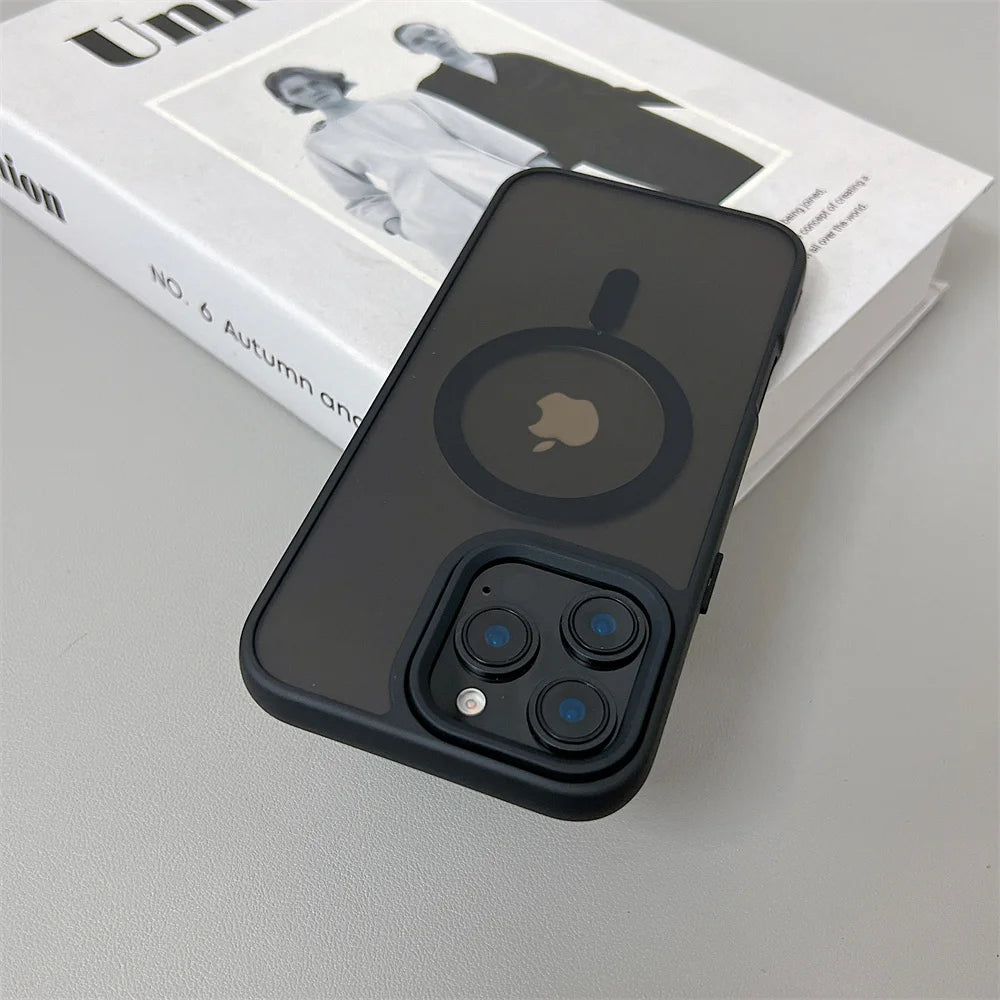 Luxury Magnetic Magsafe Wireless Charge Phone Case For iPhone 16 15 Shockproof Matte Case