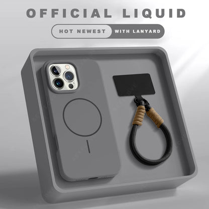 Magnetic Silicone Official Lanyard Magsafe Strap Protector Soft Phone Case For iPhone 16 15 14