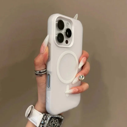 Luxury Candy Color 2 IN 1 Magsafe Case for iPhone 16 15 14 Magnetic Wireless Charge Matte Soft Cover