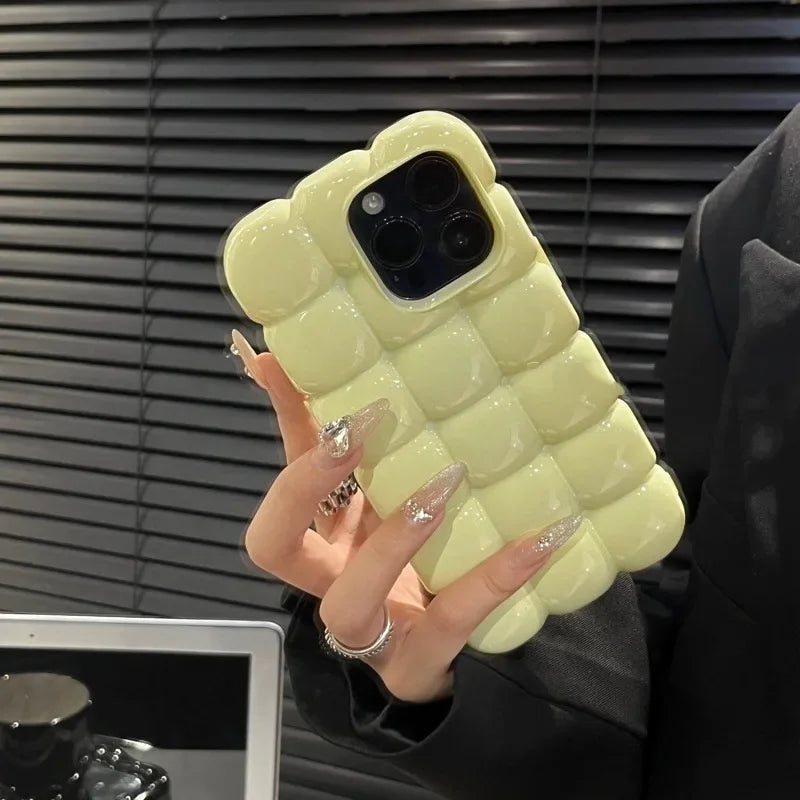 Cute Cartoon 3D Block Lattice Case for iPhone 16 15 14