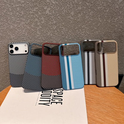 Luxury Carbon Fiber Kevlar Pattern Case For iPhone 17 Shockproof Retro Lines Cover
