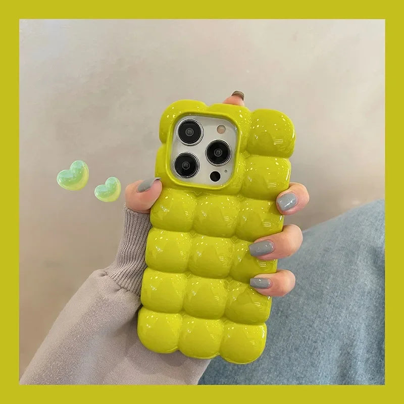 Cute Cartoon 3D Block Lattice Case for iPhone 16 15 14
