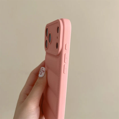 Soft Down Jacket Silicone Case For iPhone 17 Shockproof Camera Protection Wrist Strap Cover