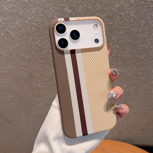 Large Kong Kevlar Carbon Fiber Stripe Texture Hard PC case for iPhone 17