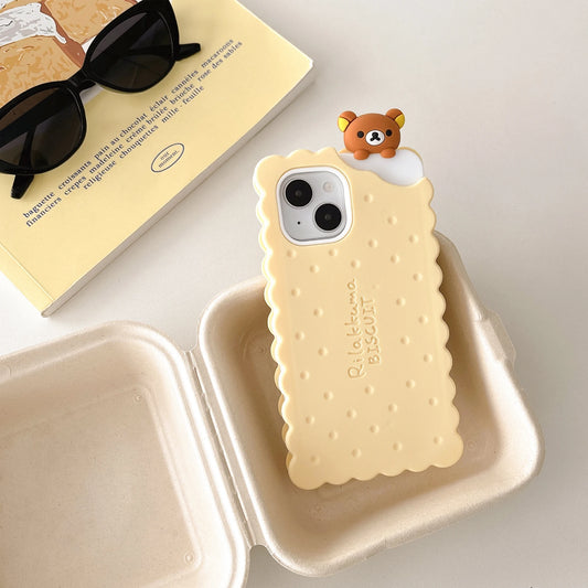 Sandwich Biscuit Tide Bear Soft Silicone Phone Case For iPhone 16 15 14 Shockproof Soft Cover