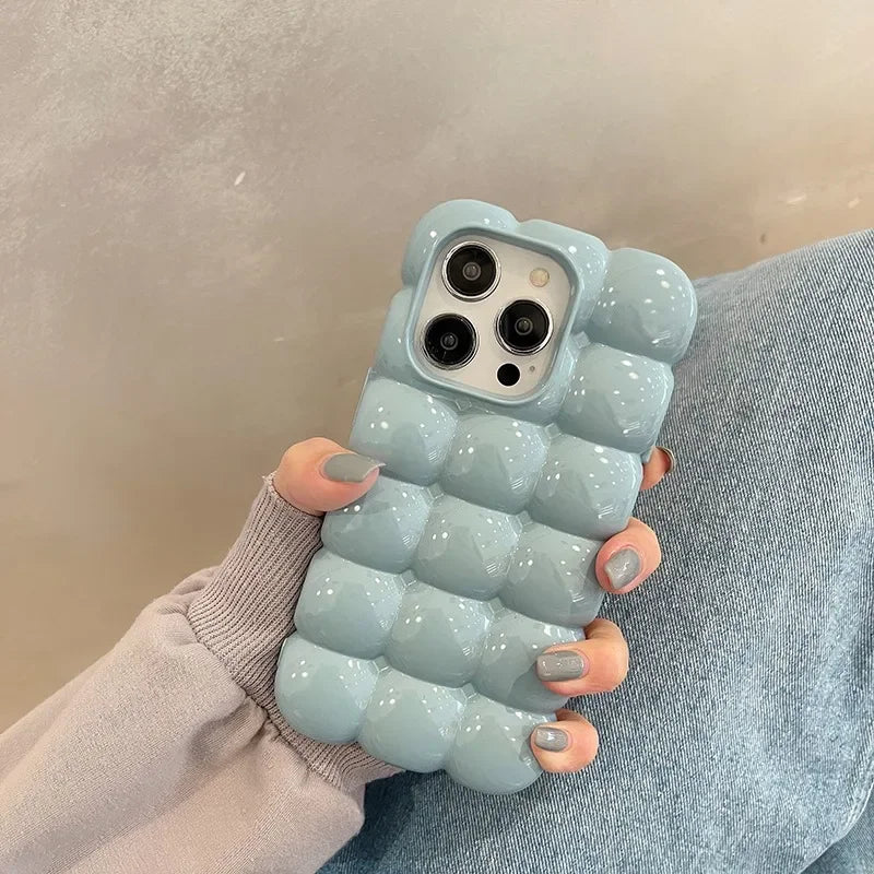 Cute Cartoon 3D Block Lattice Case for iPhone 16 15 14