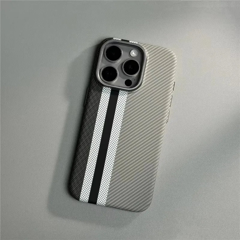 Geometric Carbon Fiber texture 3D Relief Magsafe case for iphone 17 16 Wireless Charging Hard Case