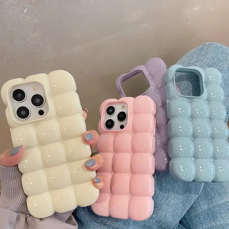 Cute Cartoon 3D Block Lattice Case for iPhone 16 15 14