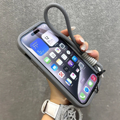 Fold Glass Lens Stand Magnetic Transparent Case For iPhone 16 15 14 Magsafe Wrist Strap Shockproof Cover