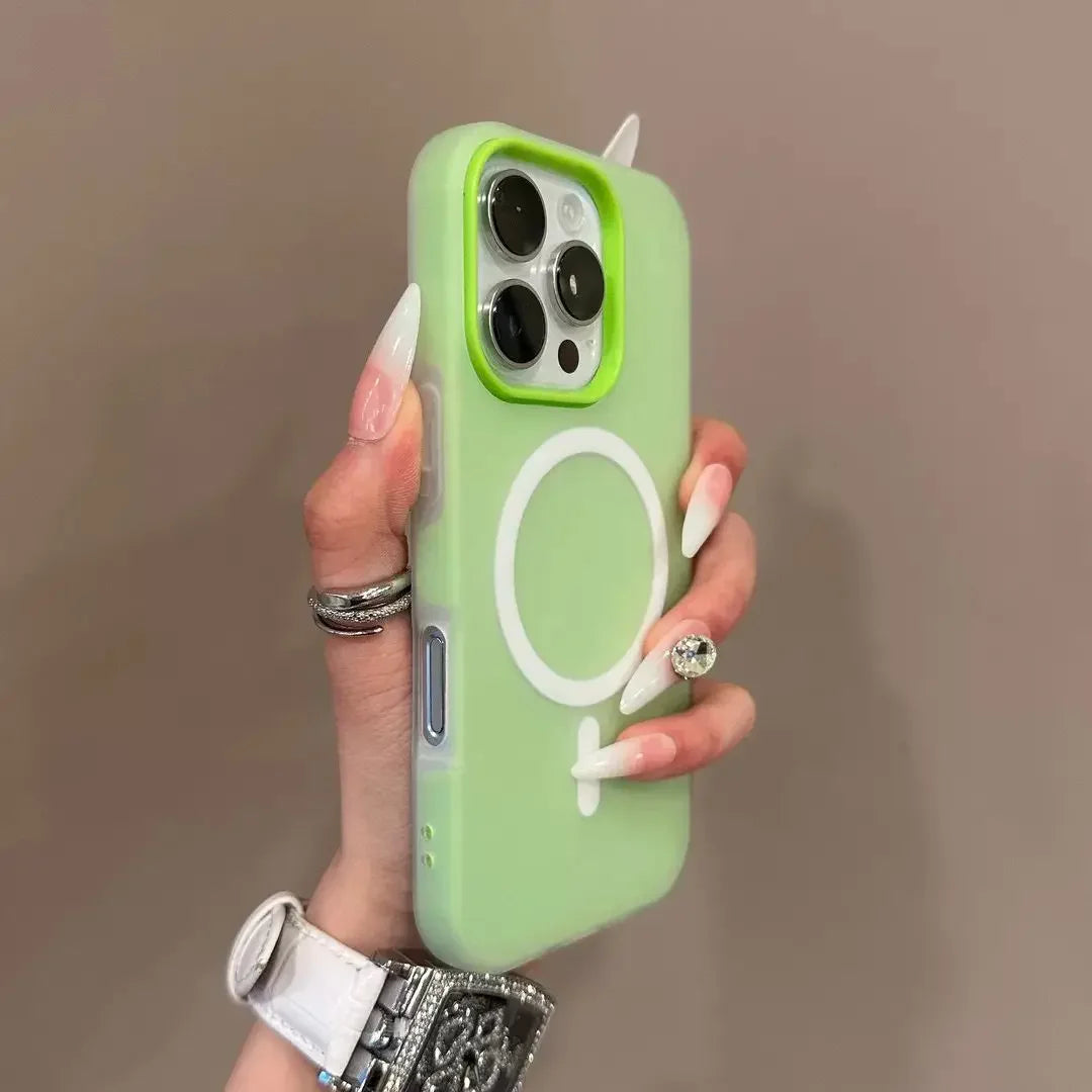 Luxury Candy Color 2 IN 1 Magsafe Case for iPhone 16 15 14 Magnetic Wireless Charge Matte Soft Cover