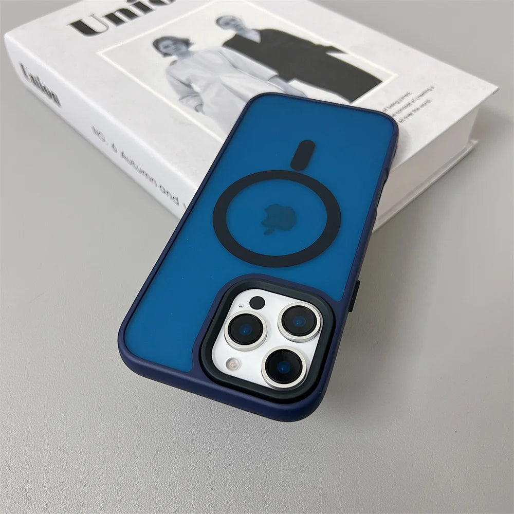 Luxury Magnetic Magsafe Wireless Charge Phone Case For iPhone 16 15 Shockproof Matte Case