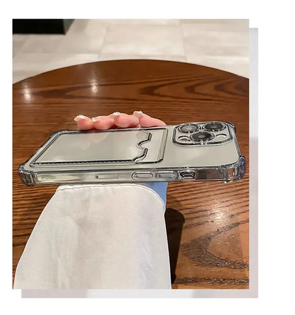 Phone Case For iPhone 16 15 14 Transparent Card Slot Bag Holder Shockproof Wallet Cover