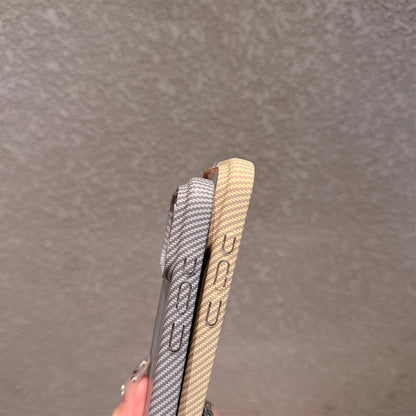 Large Kong Kevlar Carbon Fiber Stripe Texture Hard PC case for iPhone 17