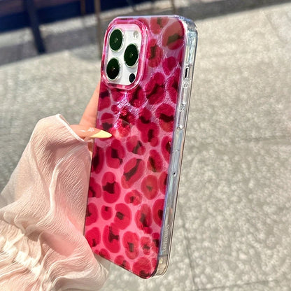 Perforated Vortex Shell IND Pink Leopard Print Phone Case For iPhone 17 16 15 Silicone Clear Cover