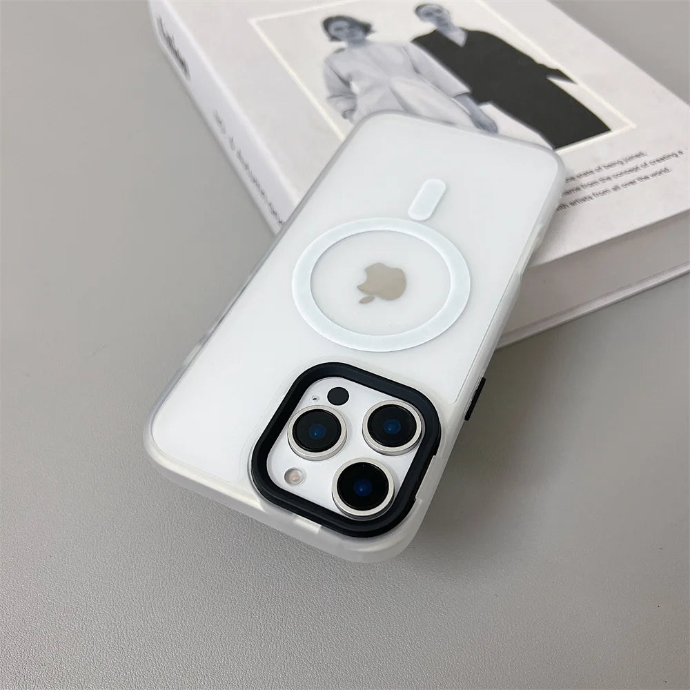 Luxury Magnetic Magsafe Wireless Charge Phone Case For iPhone 16 15 Shockproof Matte Case