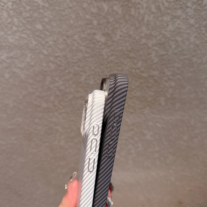 Carbon Fiber Kevlar Texture Hard Case For iPhone 17 Luxury Lines Retro Bumper Cover