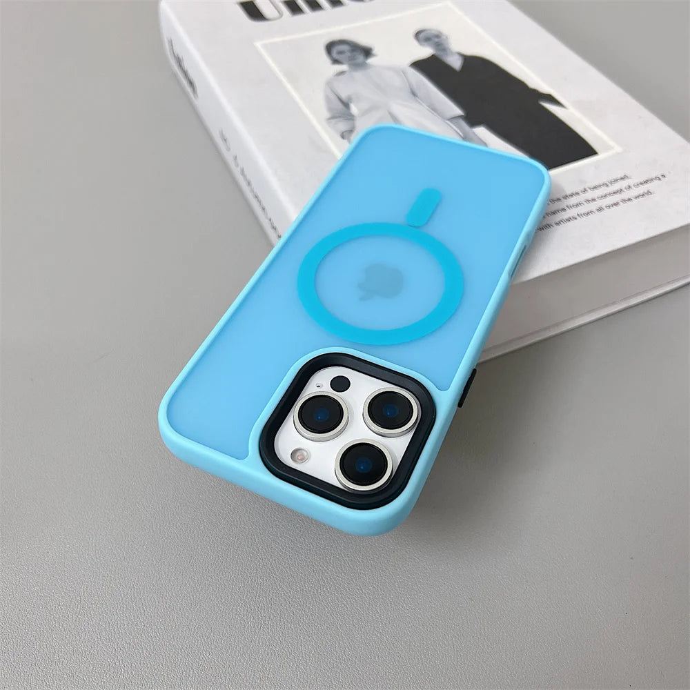 Luxury Magnetic Magsafe Wireless Charge Phone Case For iPhone 16 15 Shockproof Matte Case