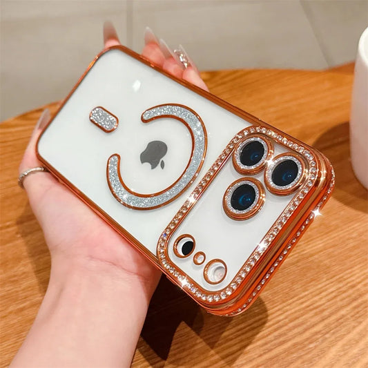 Bling Crystal Lens Film Transparent For Magsafe Magnetic Wireless Charging Case For iPhone 17