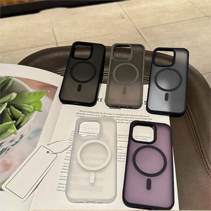 Clear Shockproof For Magsafe Wireless Charge Magnetic Case for iPhone 16 15 14 Matte Bumper Cover
