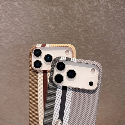 Large Kong Kevlar Carbon Fiber Stripe Texture Hard PC case for iPhone 17