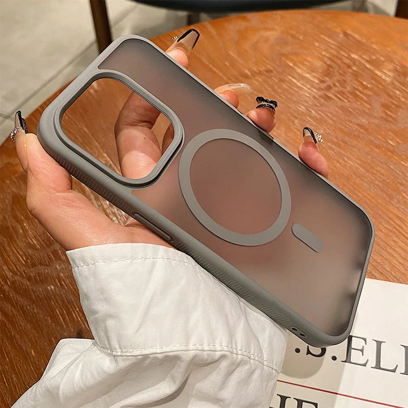 Clear Shockproof For Magsafe Wireless Charge Magnetic Case for iPhone 16 15 14 Matte Bumper Cover
